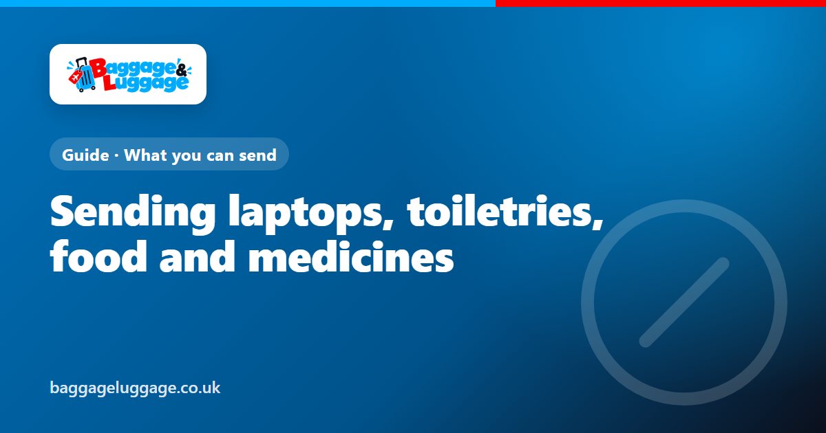 A laptop in a padded sleeve beside bagged toiletries, packaged food and medicine boxes ready for packing